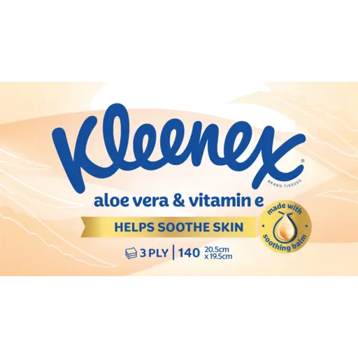 Kleenex Aloe Vera & Vitamin E Facial Tissues 3-Ply, 140 Tissues Pack