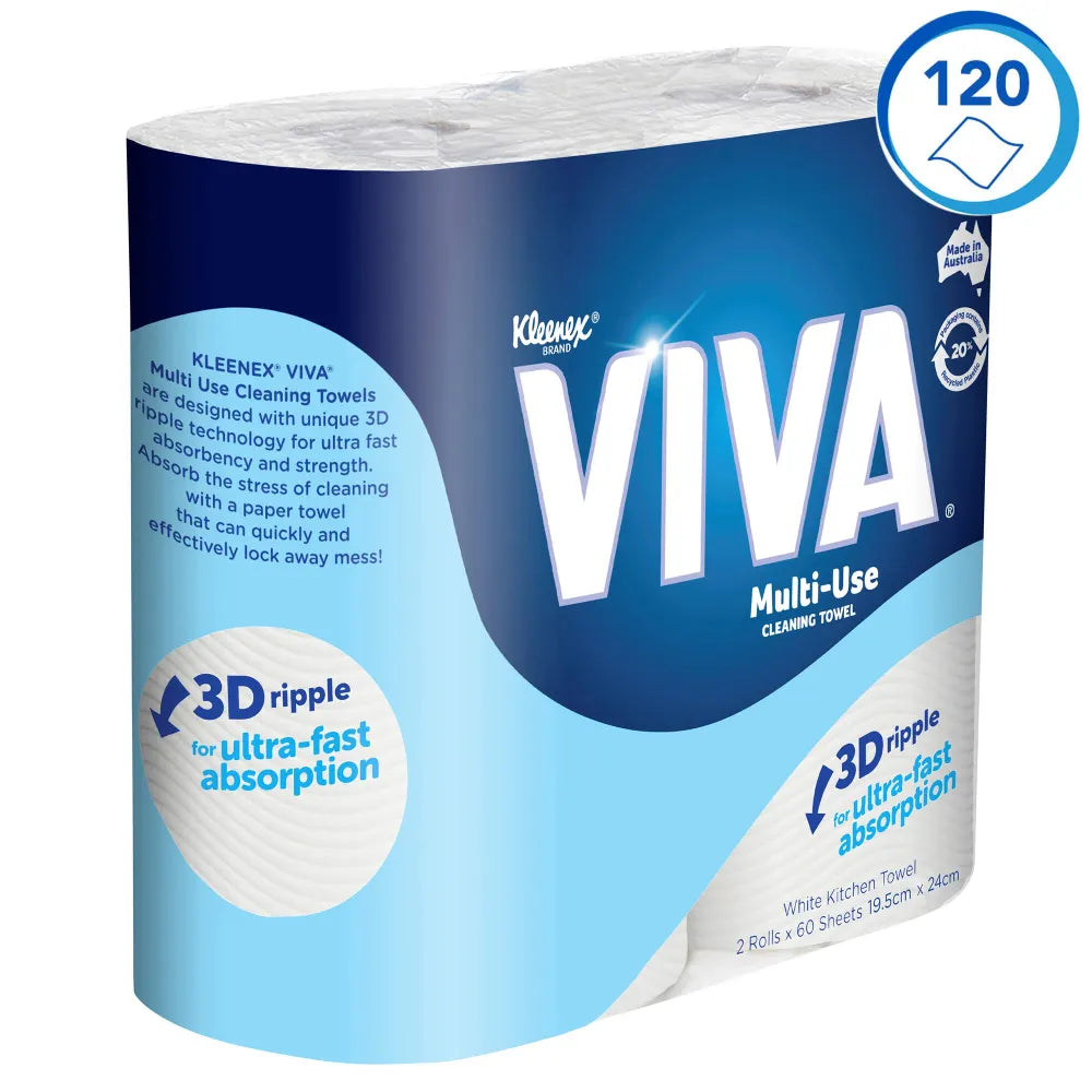 Kleenex Viva Kitchen Paper Towels Twin Pack (60 Sheets/Pack)