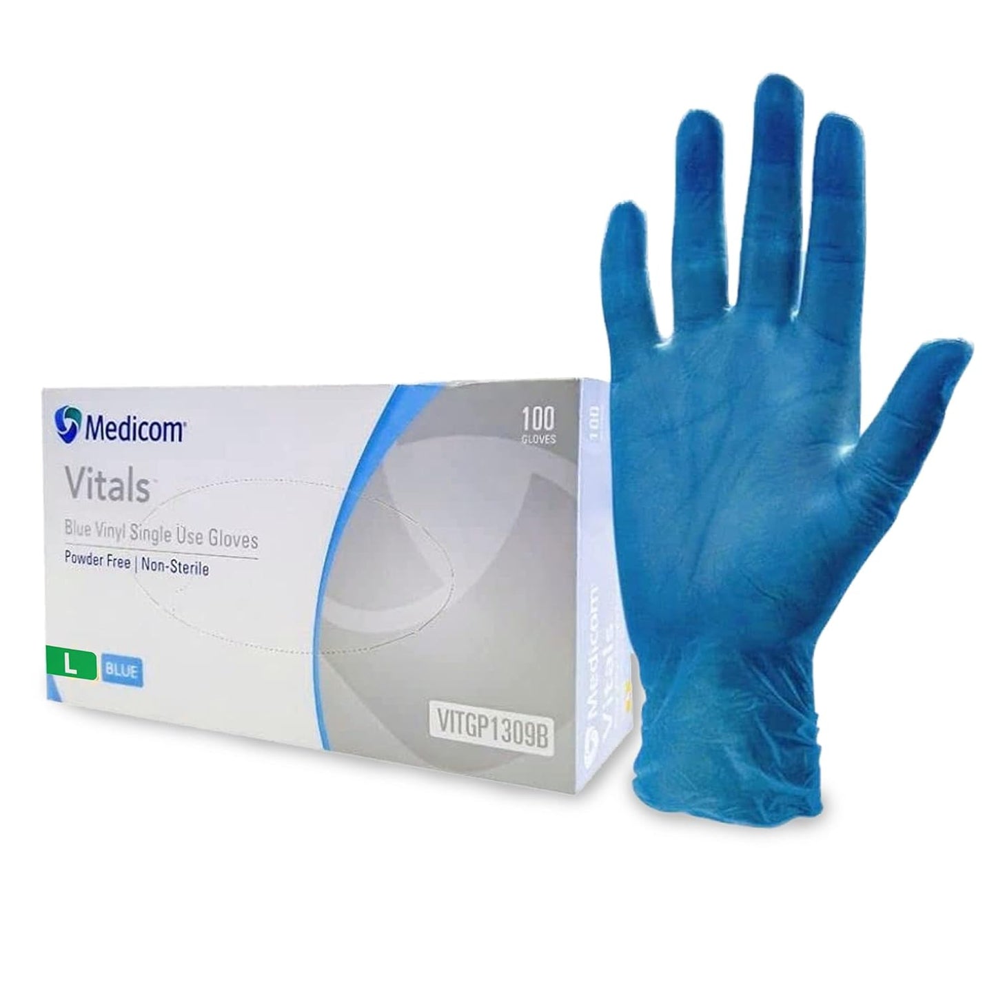 Medicom Vitals Vinyl Powder Free Gloves Blue Pack Of 100