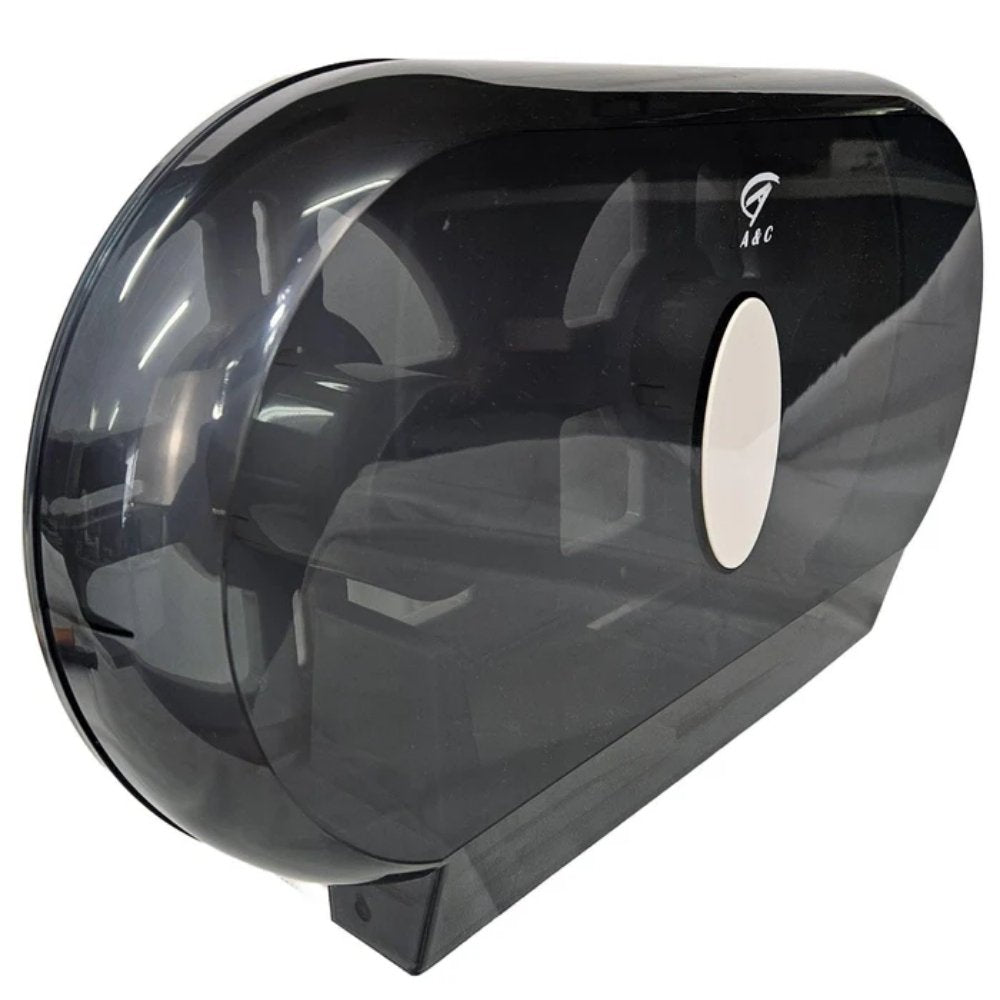 A&C Gentility Wall Mounted Double Jumbo Toilet Paper Roll Dispenser – Black