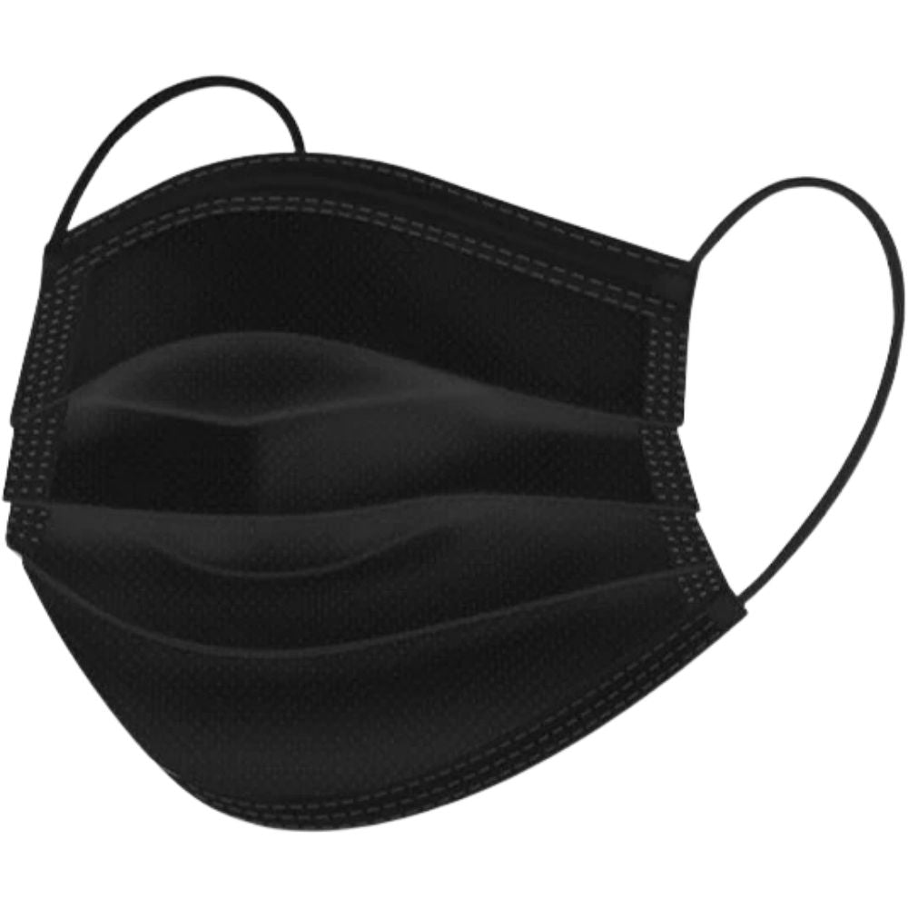 EDCO Black Disposable Face Masks – 50 Pcs | 3-Ply Breathable Protection