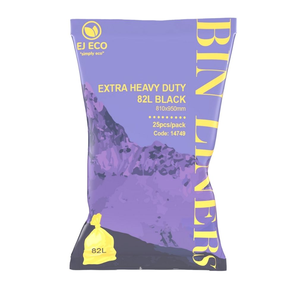 EJEco Heavy-Duty Black Star Seal Bin Liners – 25PCS/Pack