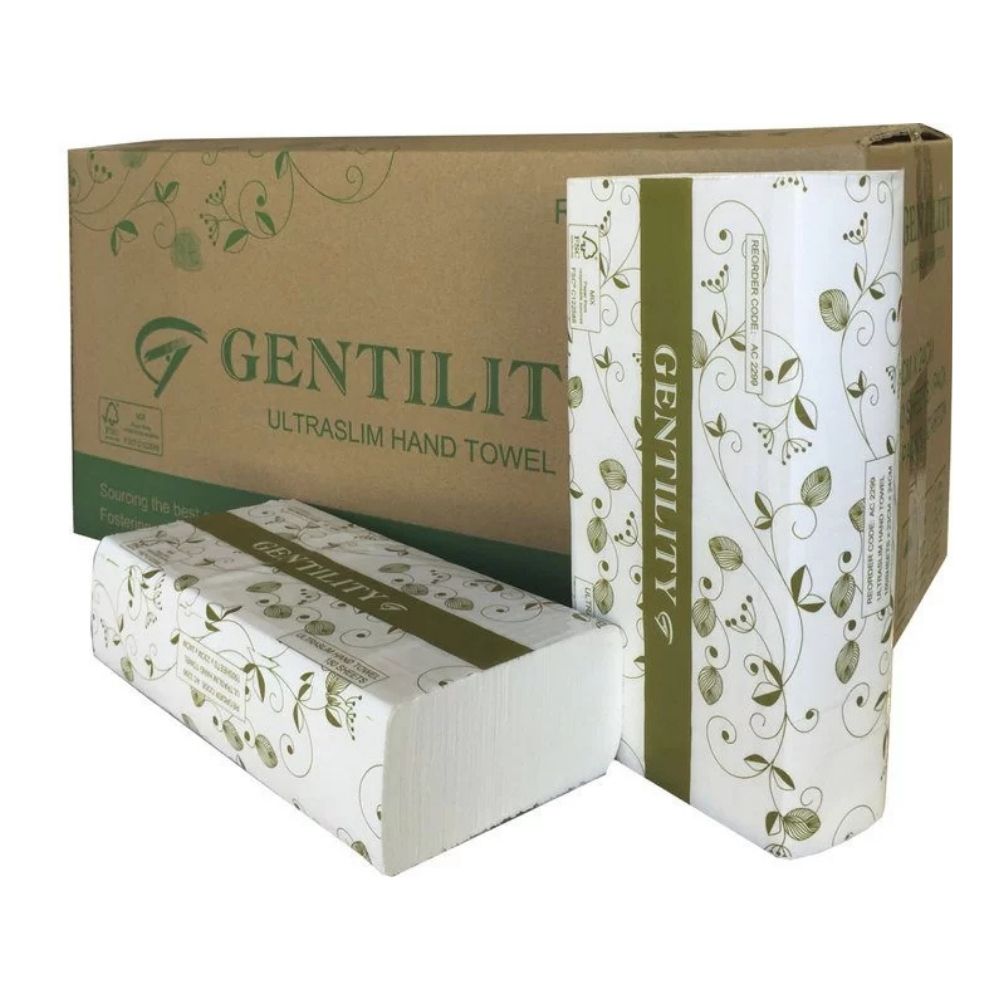 A&C Gentility Ultraslim Hand Towel 23x24cm 1 Ply | 2400 Sheets