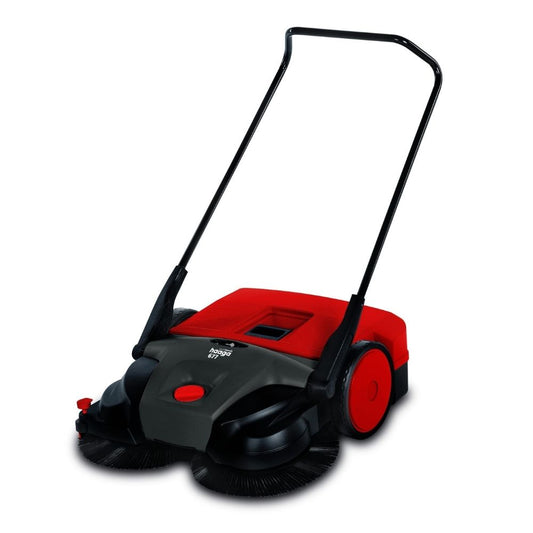 Haaga 677 Battery Powered Triple Brush Push Sweeper – Indoor & Outdoor