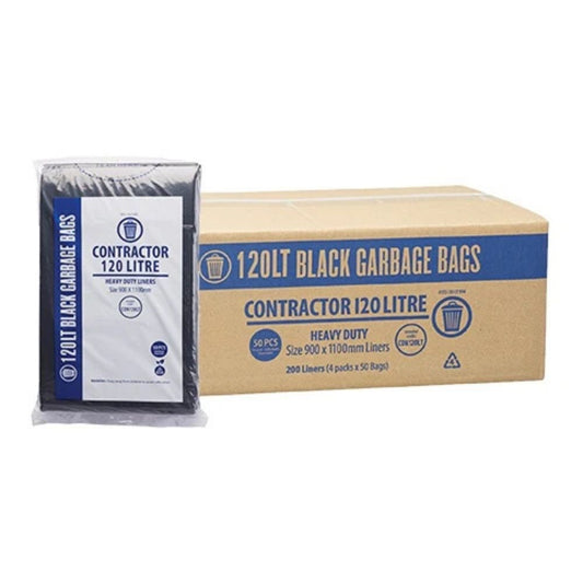 NAB 120L Contractor Black Garbage Bags – Heavy-Duty & Puncture-Resistant