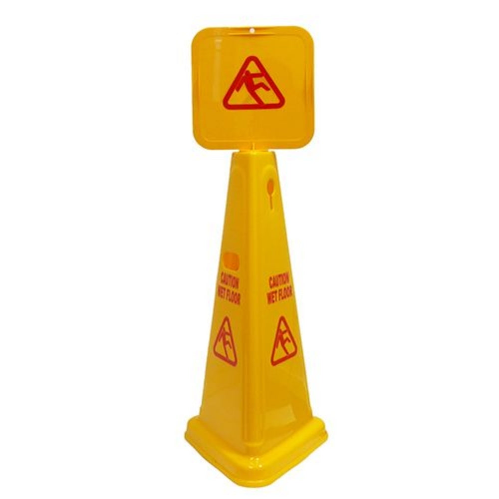 NAB Caution Wet Floor Safety Cone Yellow 950mm