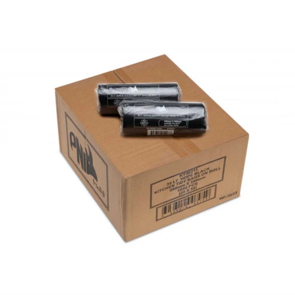Premium Black Bin Liners 36 L (690 × 590 mm) – Roll 1,000 Pack