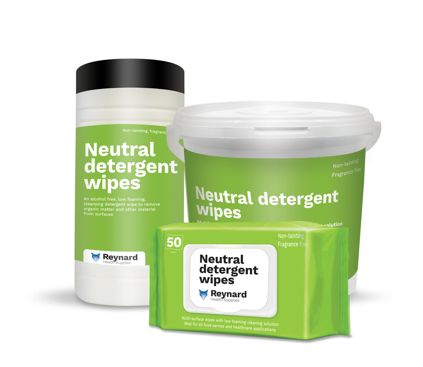 Reynard Neutral Low Foaming Detergent Wipes 50pcs