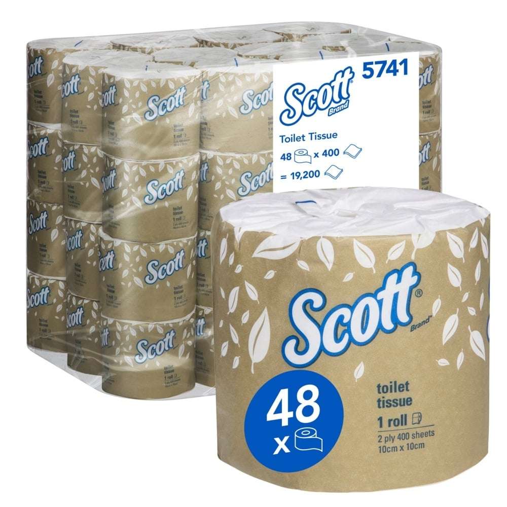 SCOTT® 2-Ply Toilet Tissue, 400 Sheets/Roll – 48 Rolls/Case (19,200 Sheets)