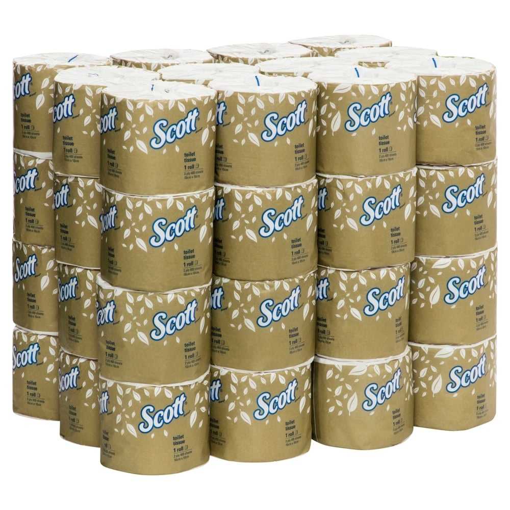 SCOTT® 2-Ply Toilet Tissue, 400 Sheets/Roll – 48 Rolls/Case (19,200 Sheets)