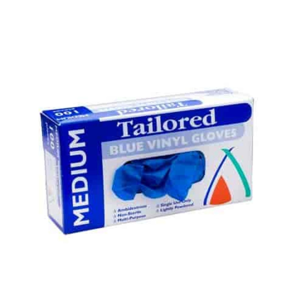 Tailored Packaging Blue Vinyl Gloves Medium Lightly Powdered