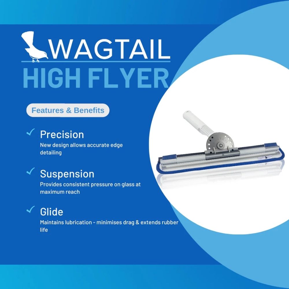 Wagtail High Flyer Squeegee – Pivoting Microfibre Scrubber & Squeegee Combo