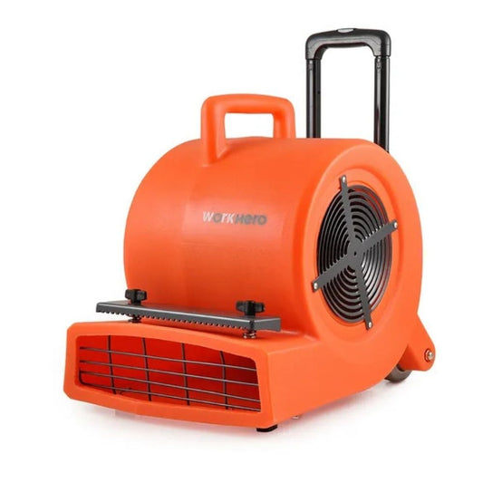 Orange air mover with visible brand logo on a white background
