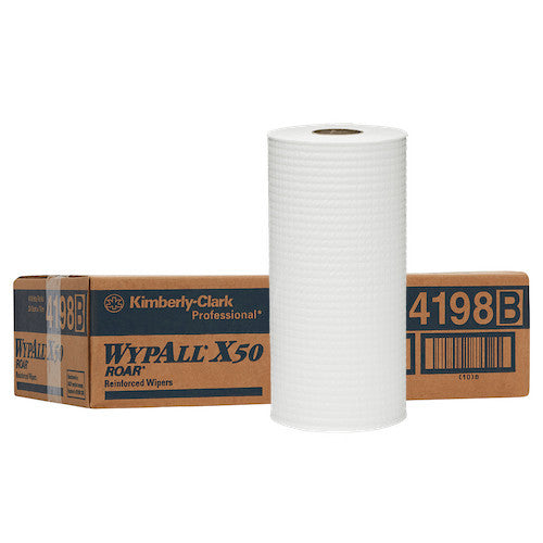 WypAll X50 Small Roll Wipers – White Disposable Cleaning Wipers (4 Rolls/Case, 70m Per Roll)