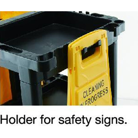 Janitors Cart Black Frame with Yellow Bag & Lid