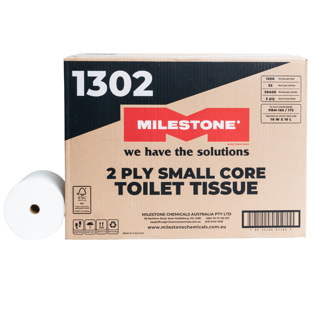 Milestone 2-Ply Small Core Toilet Tissue - 32 Rolls/Carton