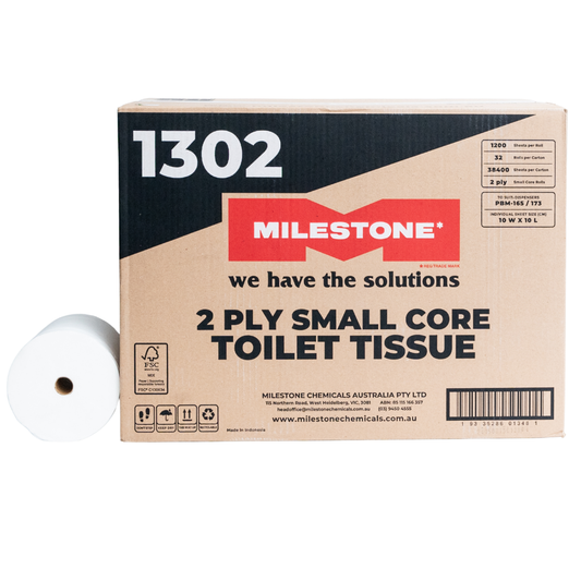 Milestone 2-Ply Small Core Toilet Tissue - 32 Rolls/Carton