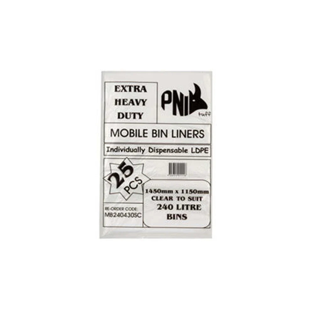 Bin Liner 240L 1470X1150 CLEAR Extra Heavy Duty 100pcs (MB240430SC)