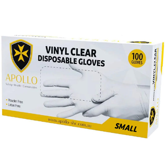 APOLLO Vinyl Examination Gloves – Clear, Powder Free | Carton 1000