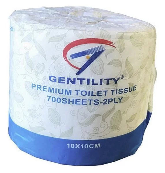 A&C Gentility Toilet Tissues 2ply 700sheets 48 Rolls Premium Soft White