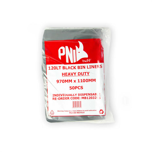 Bin Liner 120L 1230X970 BLACK Heavy Duty 25UM 200pcs (MB120325S)