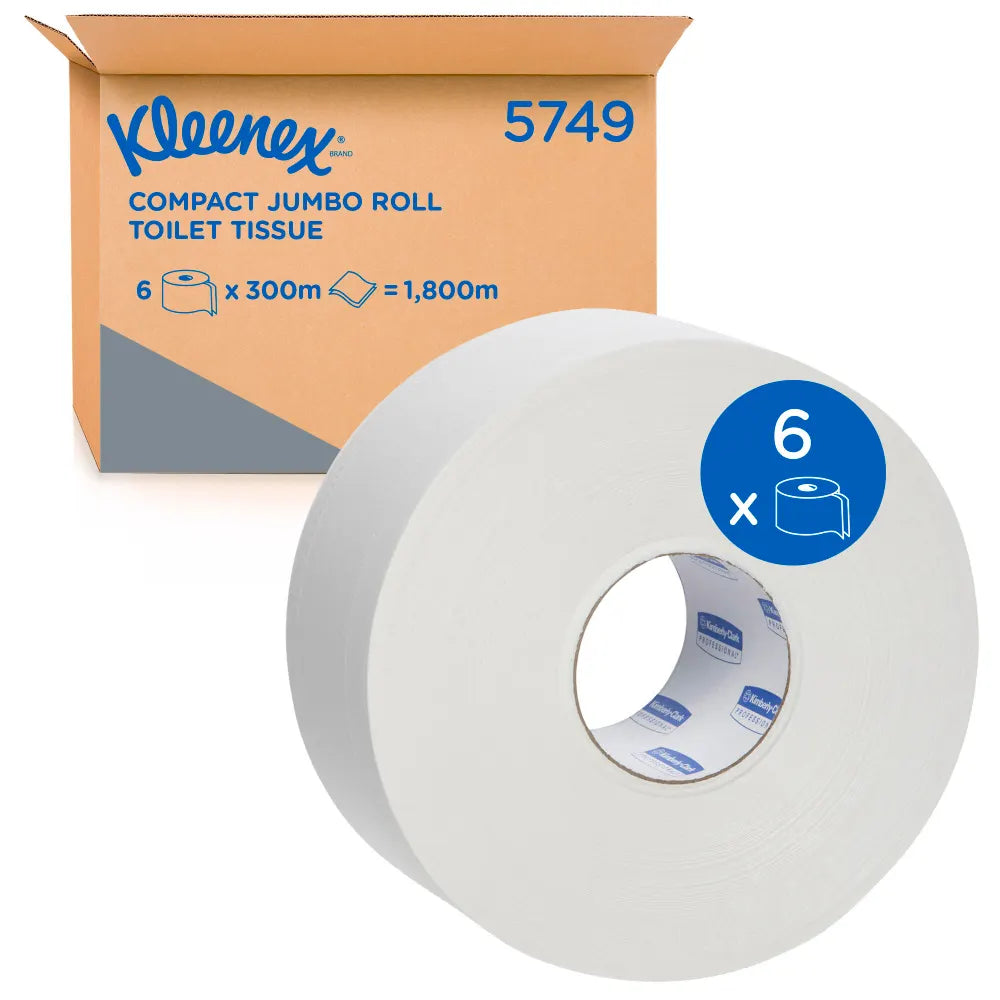 Kleenex Compact Jumbo Roll Toilet Tissue 2-Ply (300m/Roll)