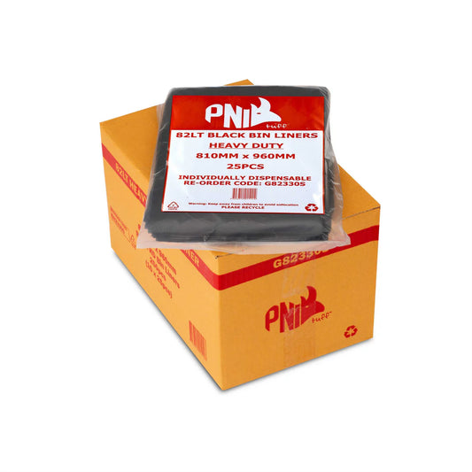 Bin Liner 82L 950X810 BLACK Heavy Duty 250pcs (G82330S)