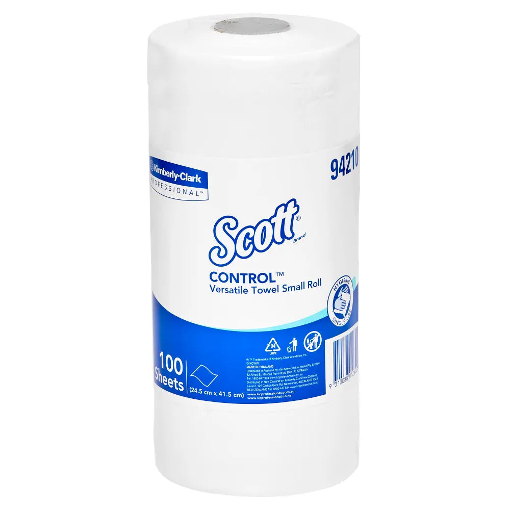 Scott Control Versatile Towel Small Roll – White, 1600 Sheets (16 Rolls x 100)