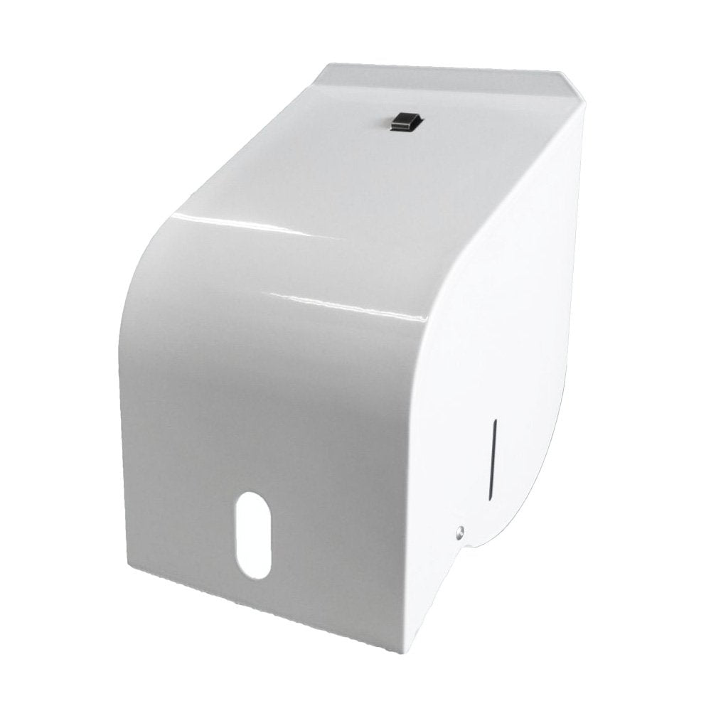 Hand Roll Paper Towel Dispenser White Steel with Enamel Finish