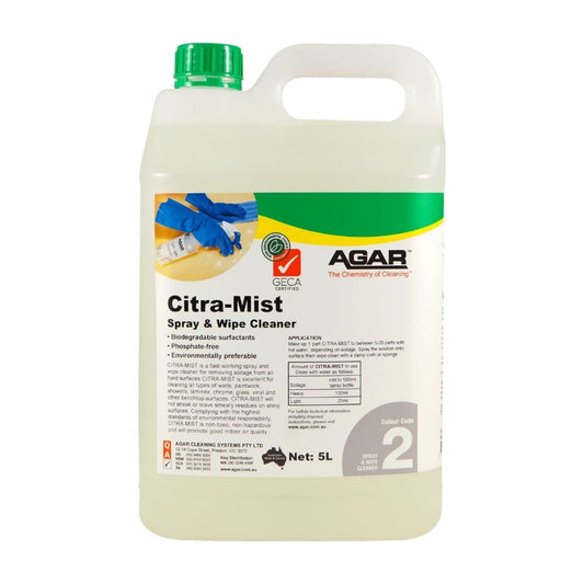 Agar Citra-Mist  5L Eco Spray & Wipe Cleaner for Hard Surfaces