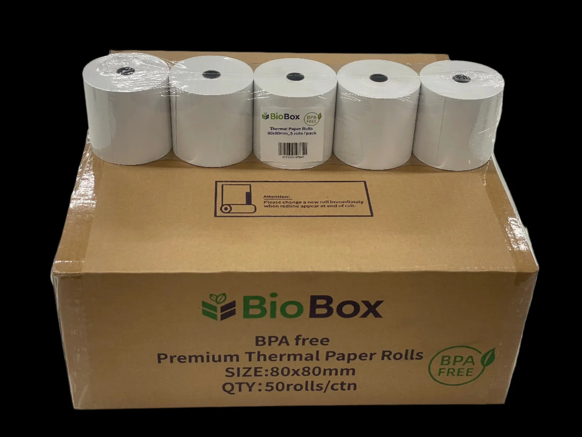 BPA Free 80x80mm Thermal Paper Rolls – 50 Rolls