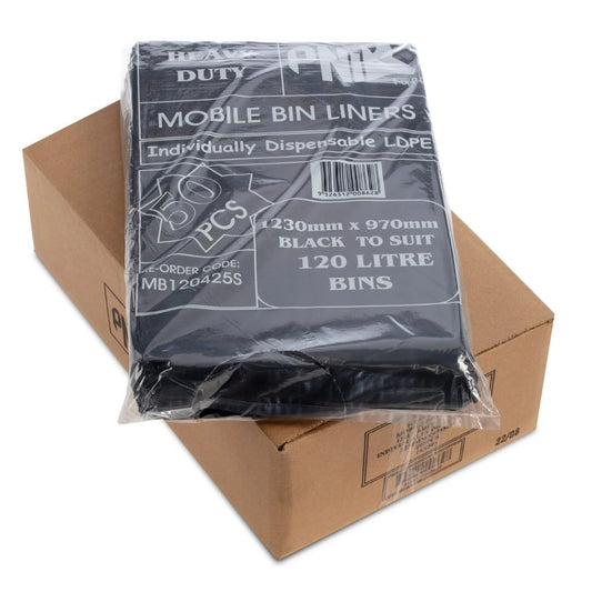 Black Heavy Duty Mobile Bin Liners 120 LT