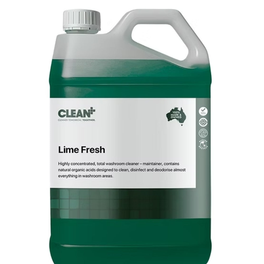 Clean Plus Lime Fresh Concentrated Washroom Cleaner & Deodoriser 5L