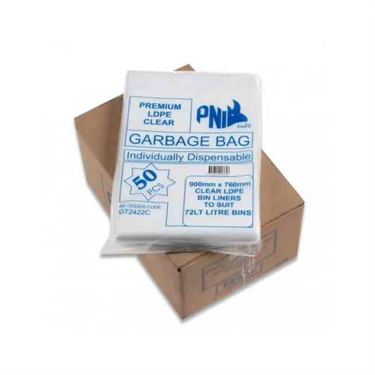 Clear Bin Liners – Heavy Duty Kitchen & Office Garbage Bags - 72L