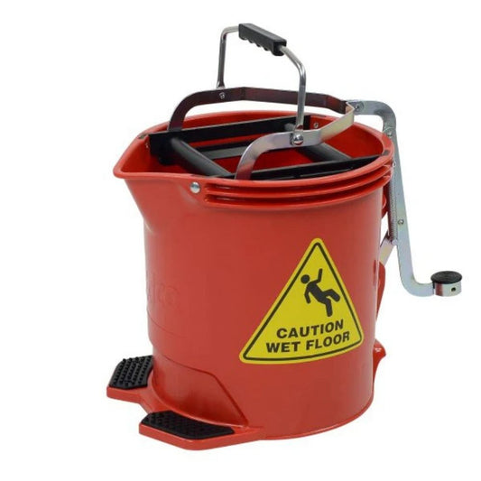 EDCO 15L Metal Wringer Mop Bucket Red