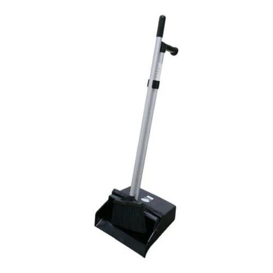 EDCO Contractor Lobby Pan Set – Black | Heavy-Duty Upright Dustpan with Broom