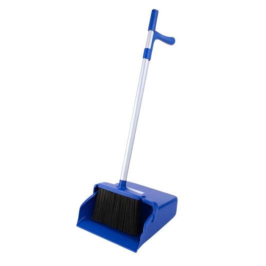 EDCO Contractor Lobby Pan Set – Blue | Large Capacity Dustpan with Long Handle Broom