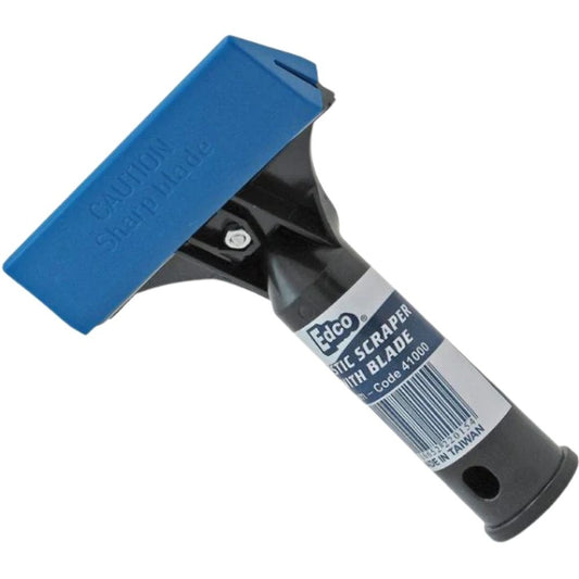 edco plastic scraper tool with built-in blade for removing debris and stickers from smooth surfaces

