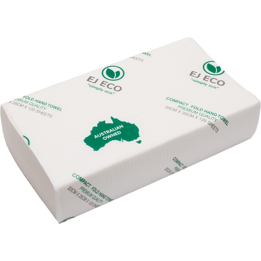 EJEco Compact Fold Hand Towels 1-Ply 38GSM (120 Sheets Virgin Paper)
