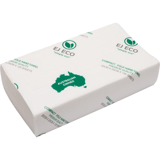 EJEco Compact Fold Hand Towels 1-Ply 38GSM (120 Sheets Virgin Paper)