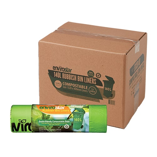 Envirostar Compostable Bin Liners 140L - 144 Liner CTN (12 Liner Roll)
