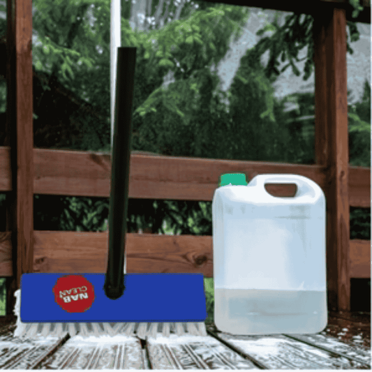 NAB Tradies Choice Deck Scrub Broom with Handle – Heavy-Duty Blue Cleaning Brush