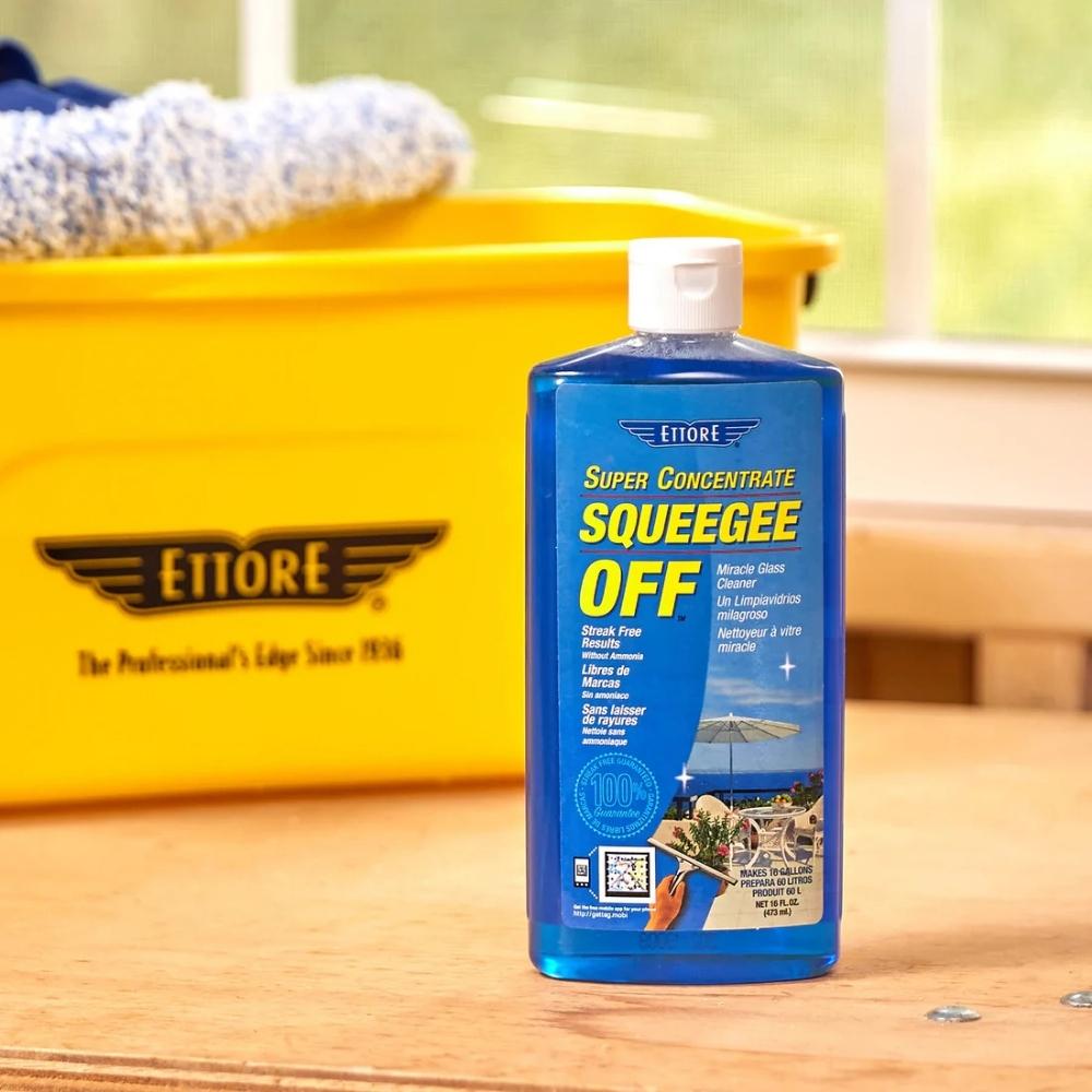 ettore squeegee off 16oz liquid glass cleaner bottle for streak-free window cleaning

