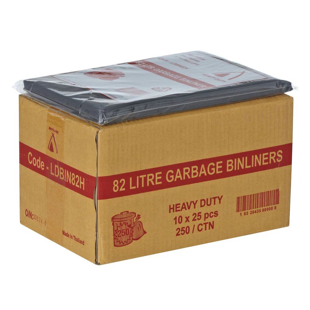 Heavy-Duty LDPE Garbage Bags -250/Carton (25×10 packs)