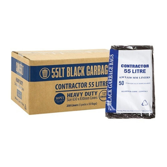 Edco 55L Contractor Black Bin Liner – Heavy Duty Garbage Bags