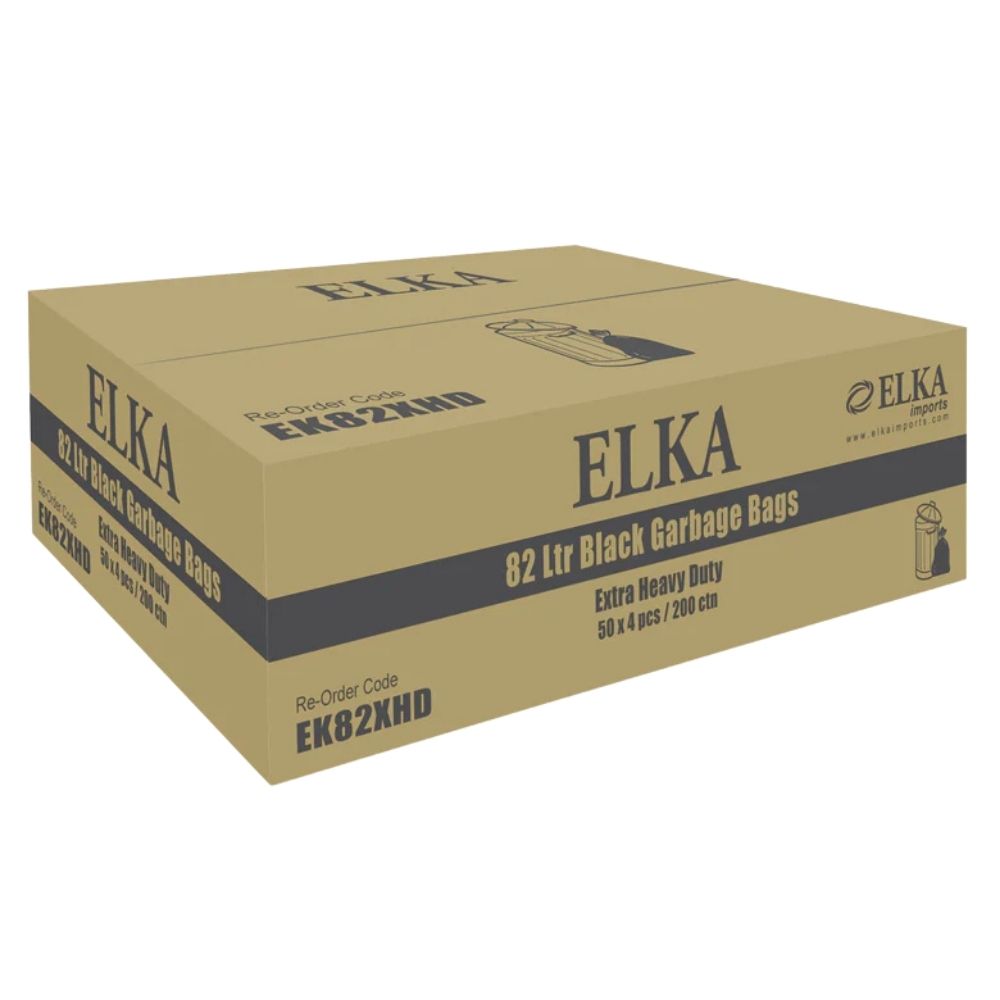Elka 82L Black Extra Heavy Duty Garbage Bags
