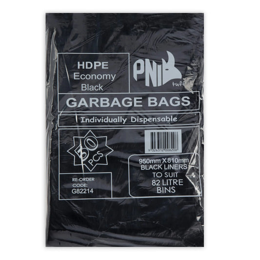 Garbage Bin Liners 82L 950X810 BLACK Economy Range 500pcs (G82214)