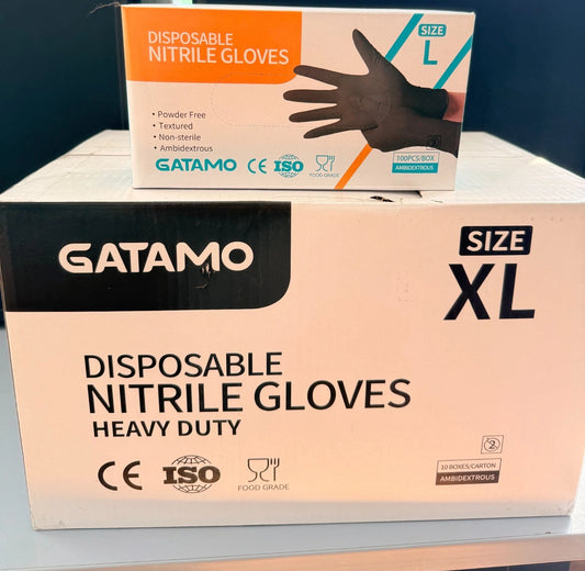 Disposable Nitrile Heavy Duty Gloves Black 6g Powder-Free Latex-Free – Carton 1000 (10x100)
