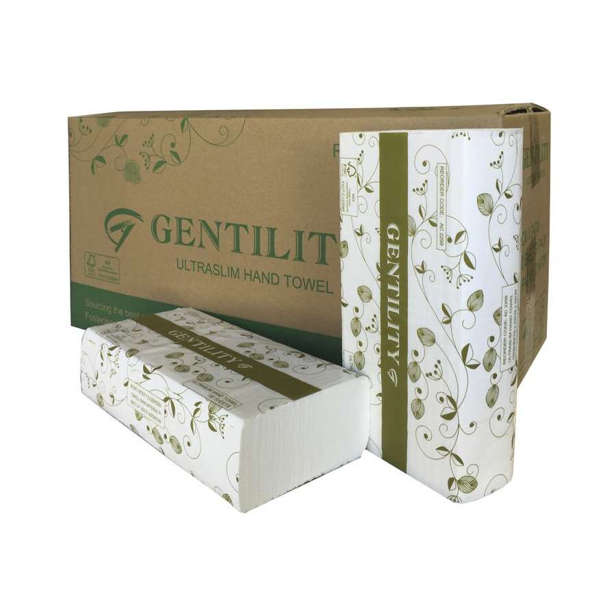 A&C Gentility Ultraslim Hand Towel 23x24cm 1 Ply | 2400 Sheets