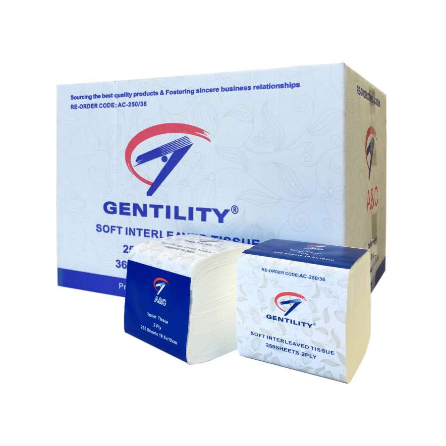 A&C Gentility Soft Interleaved Premium Toilet Tissue 2ply 250sheets